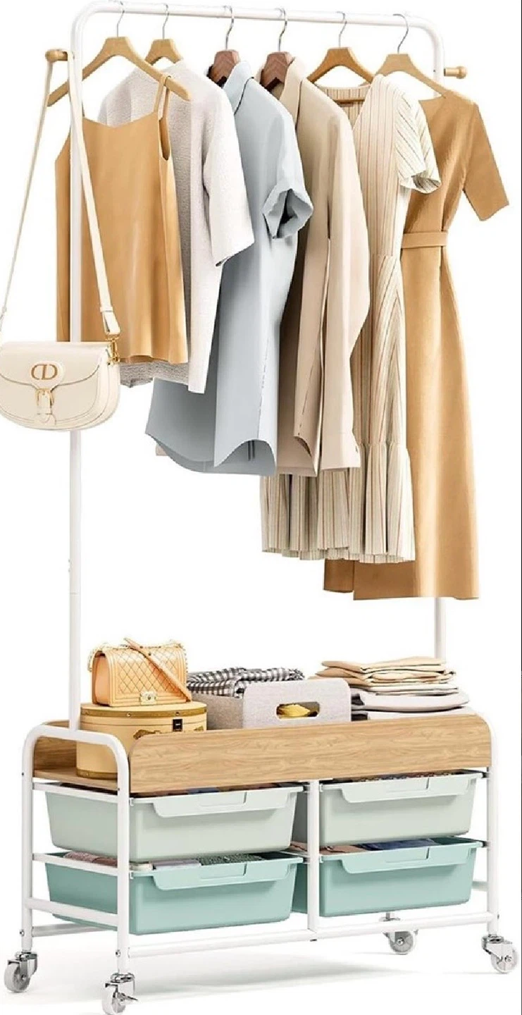 Rolling Garment Rack with 4 Drawers
