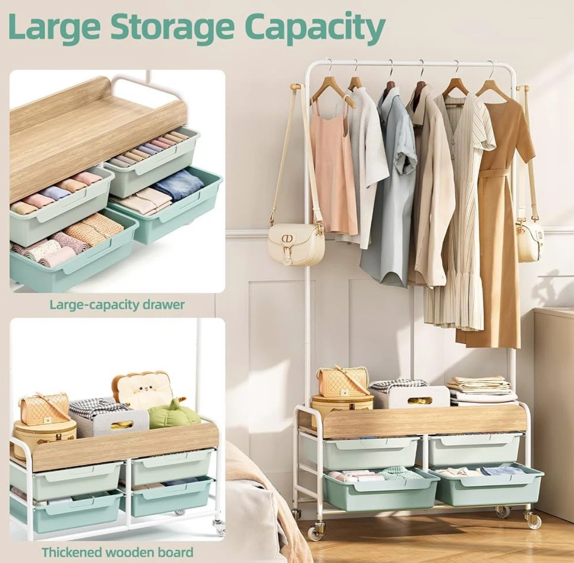 Rolling Garment Rack with 4 Drawers - photo 3