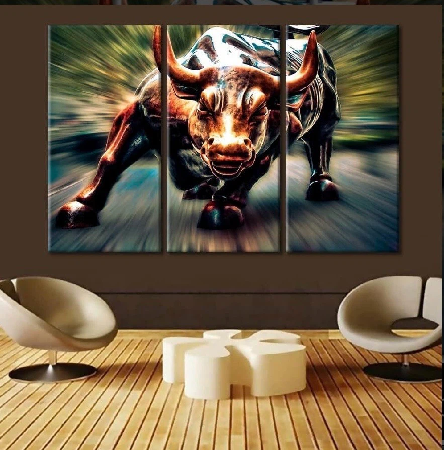 Brand New Wall Street Bull Canvas Wall Art, 60" Wx40 H - photo 2