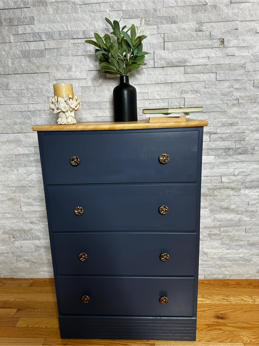 Refurbished Dark Blue 4-Drawer Dresser