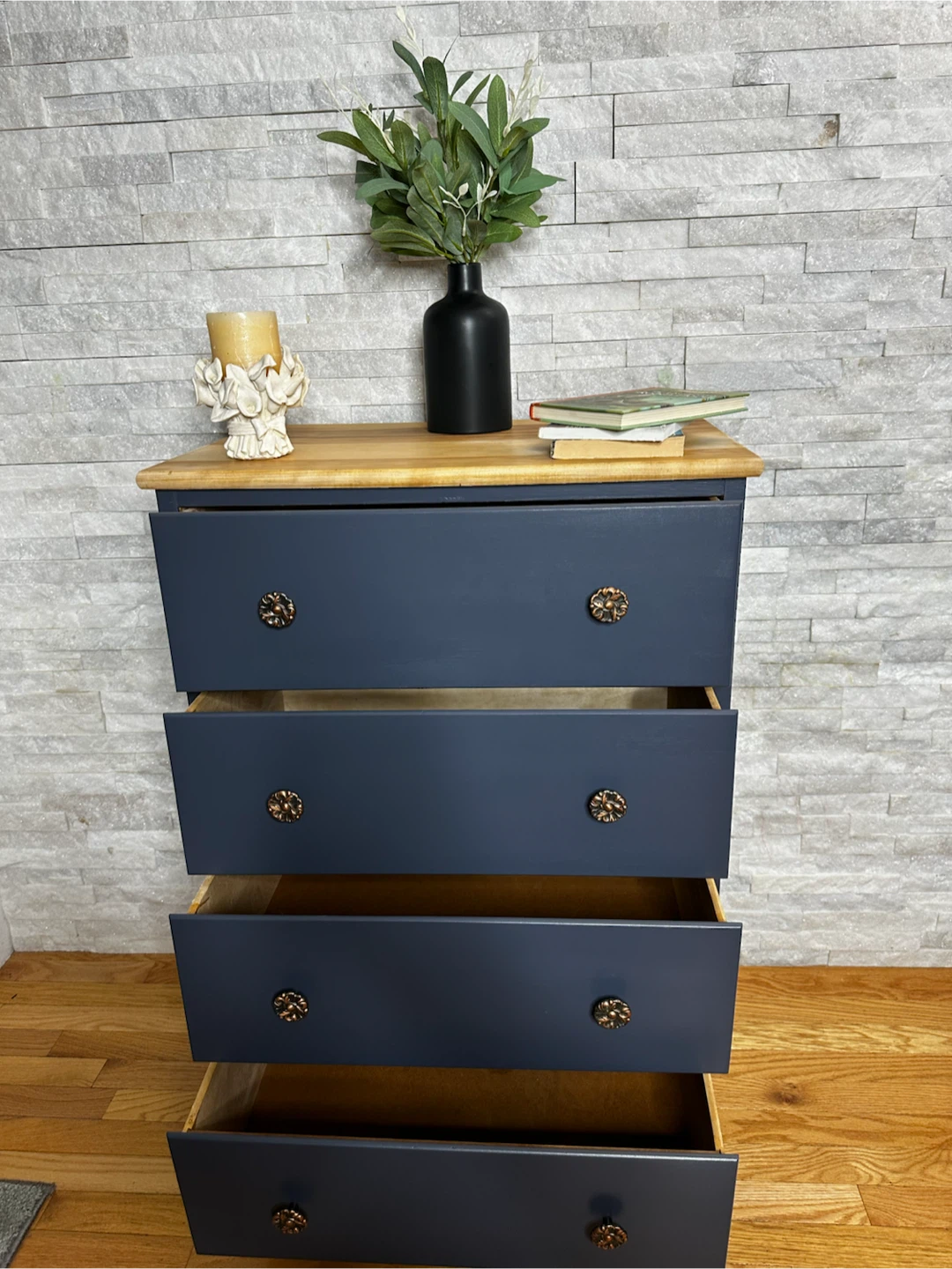 Refurbished Dark Blue 4-Drawer Dresser - photo 2