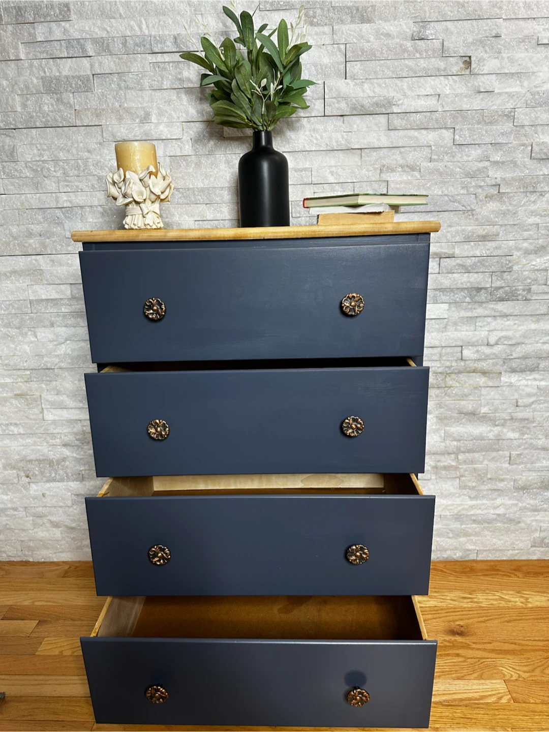 Refurbished Dark Blue 4-Drawer Dresser - photo 4