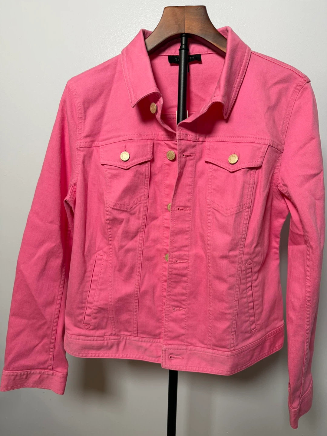 Talbots Pink Denim Jacket Size L NWT