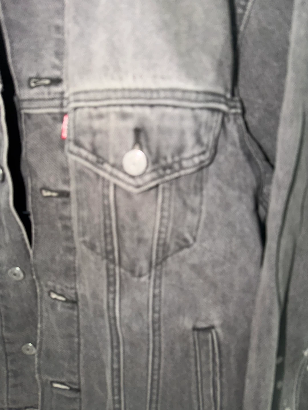 Levi's Gray Washed Denim Trucker Jacket with White Splatter - photo 2