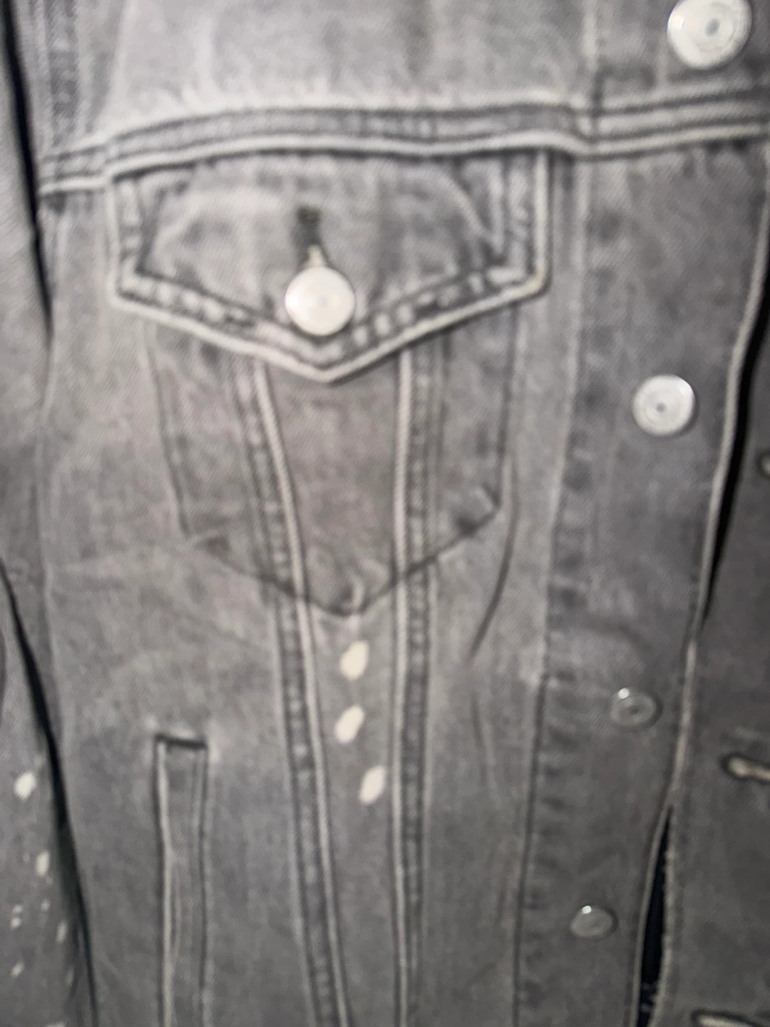 Levi's Gray Washed Denim Trucker Jacket with White Splatter - photo 3