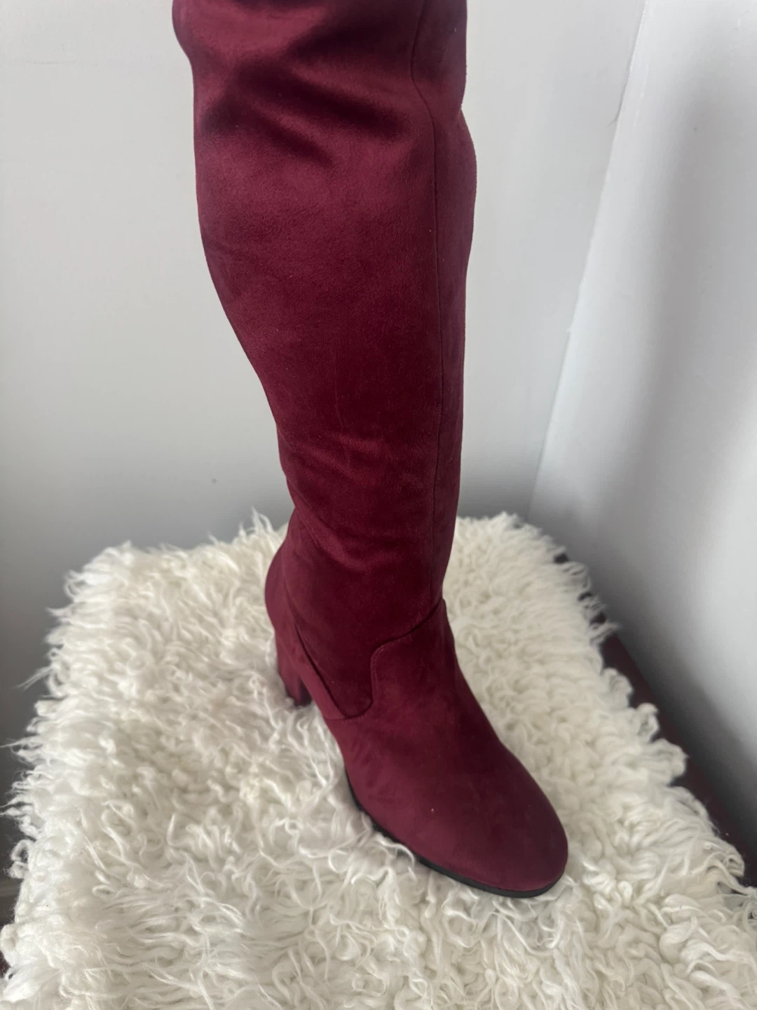 Maroon Suede Over-the-Knee Boots - photo 2