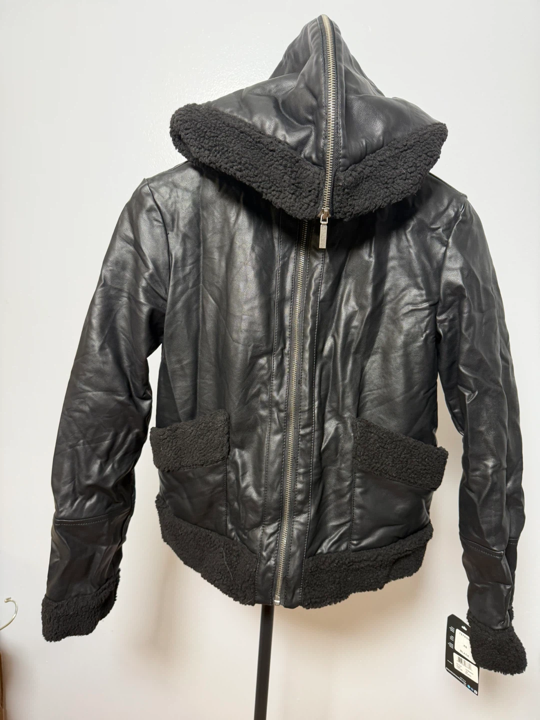 Black Faux Leather Lined Jacket new with tags