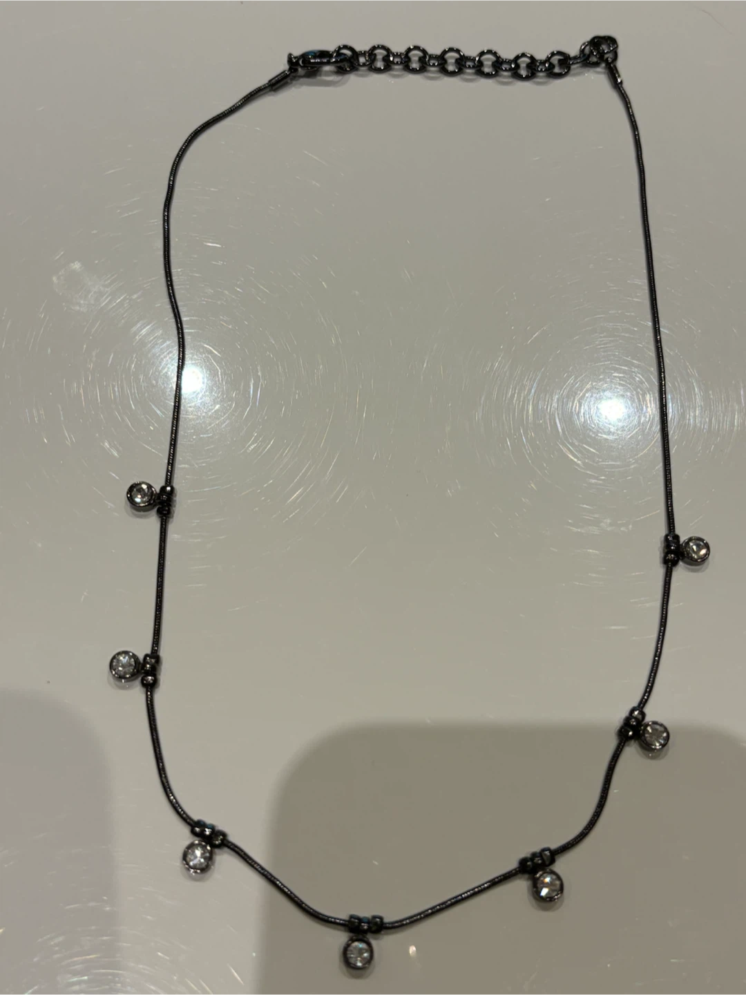 Black necklace (gun metal like) with crystal accents