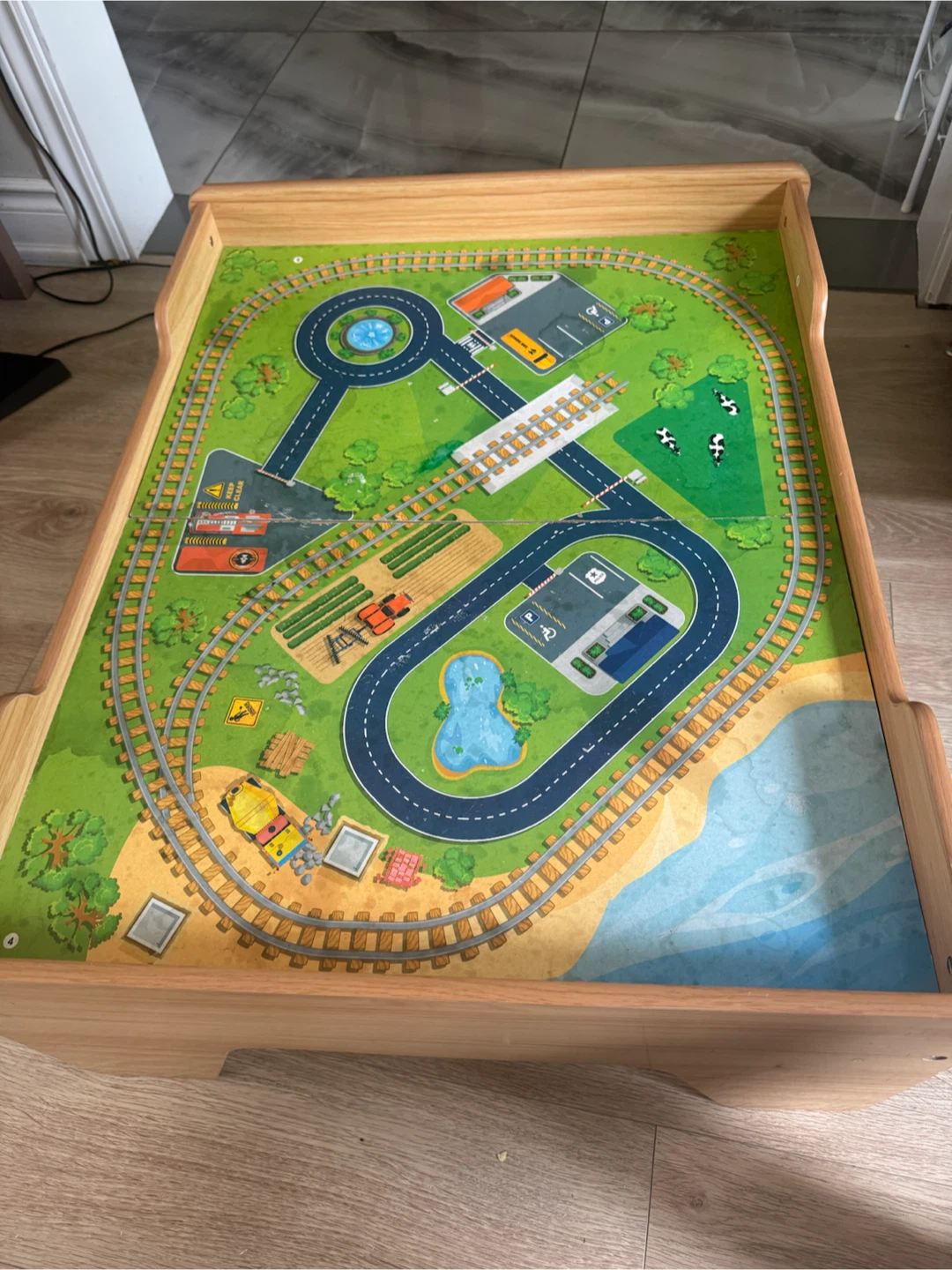 Wooden Train Set Play Table