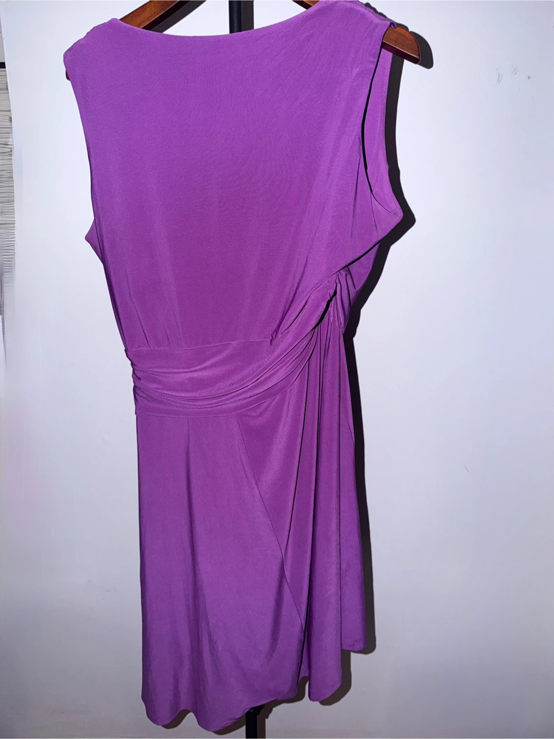 Chaps Purple V-Neck Ruched Dress size XL - photo 2