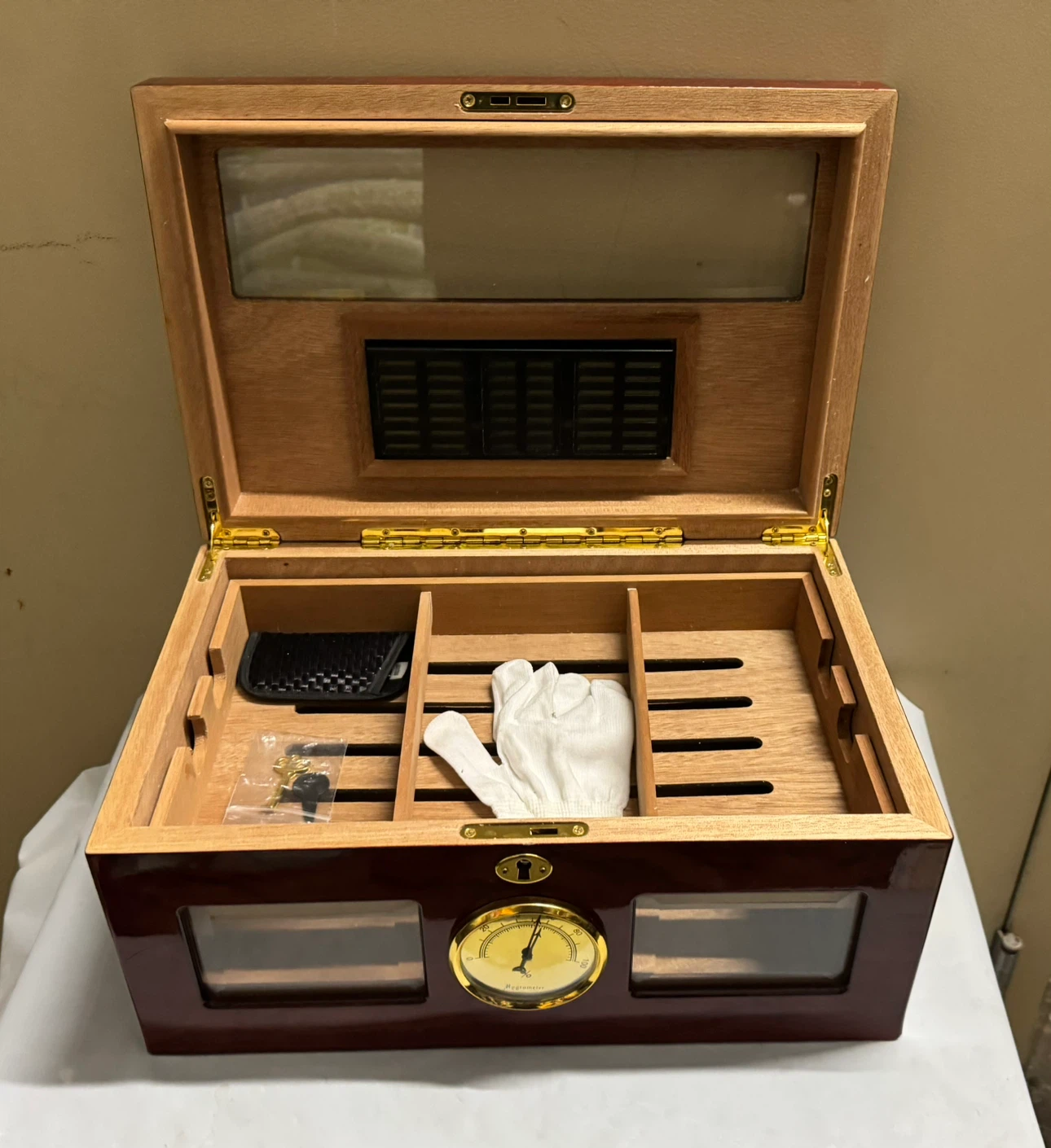 The Valencia Glass Top Cigar Humidor Capacity 120 Cherry - photo 2