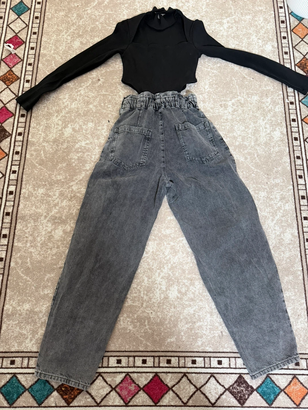Zara Black Ribbed Cutout Mock Neck Long Sleeve Bodysuit - photo 3
