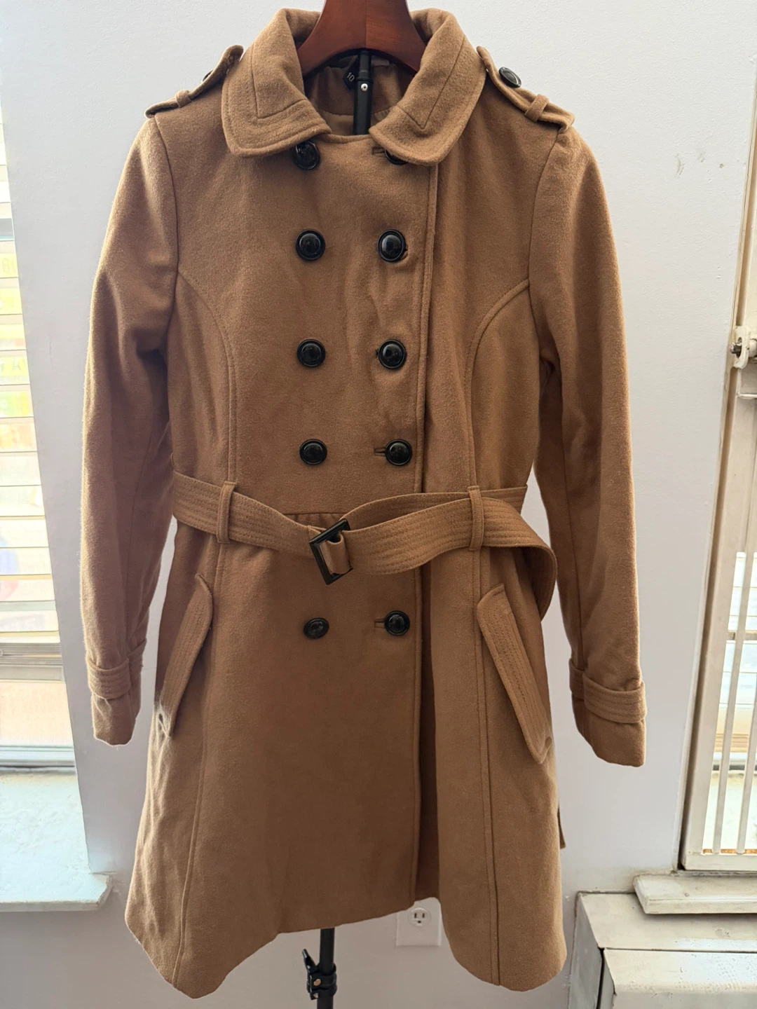 Brown Wool Blend Coat Size 10