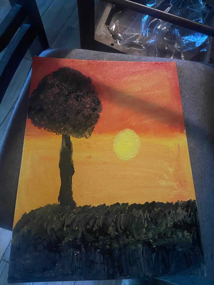 Hand-Painted Sunset Landscape Canvas Art