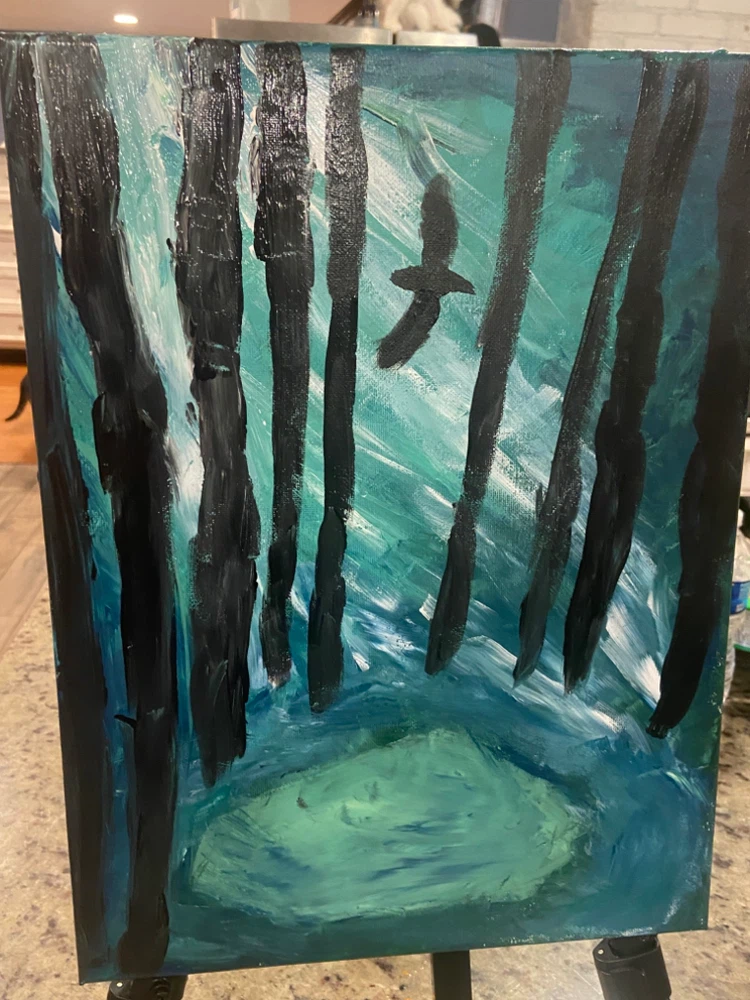 Original Forest Bird Painting on Canvas