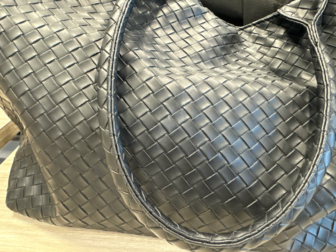 Black Woven Leather Tote Bag - photo 2