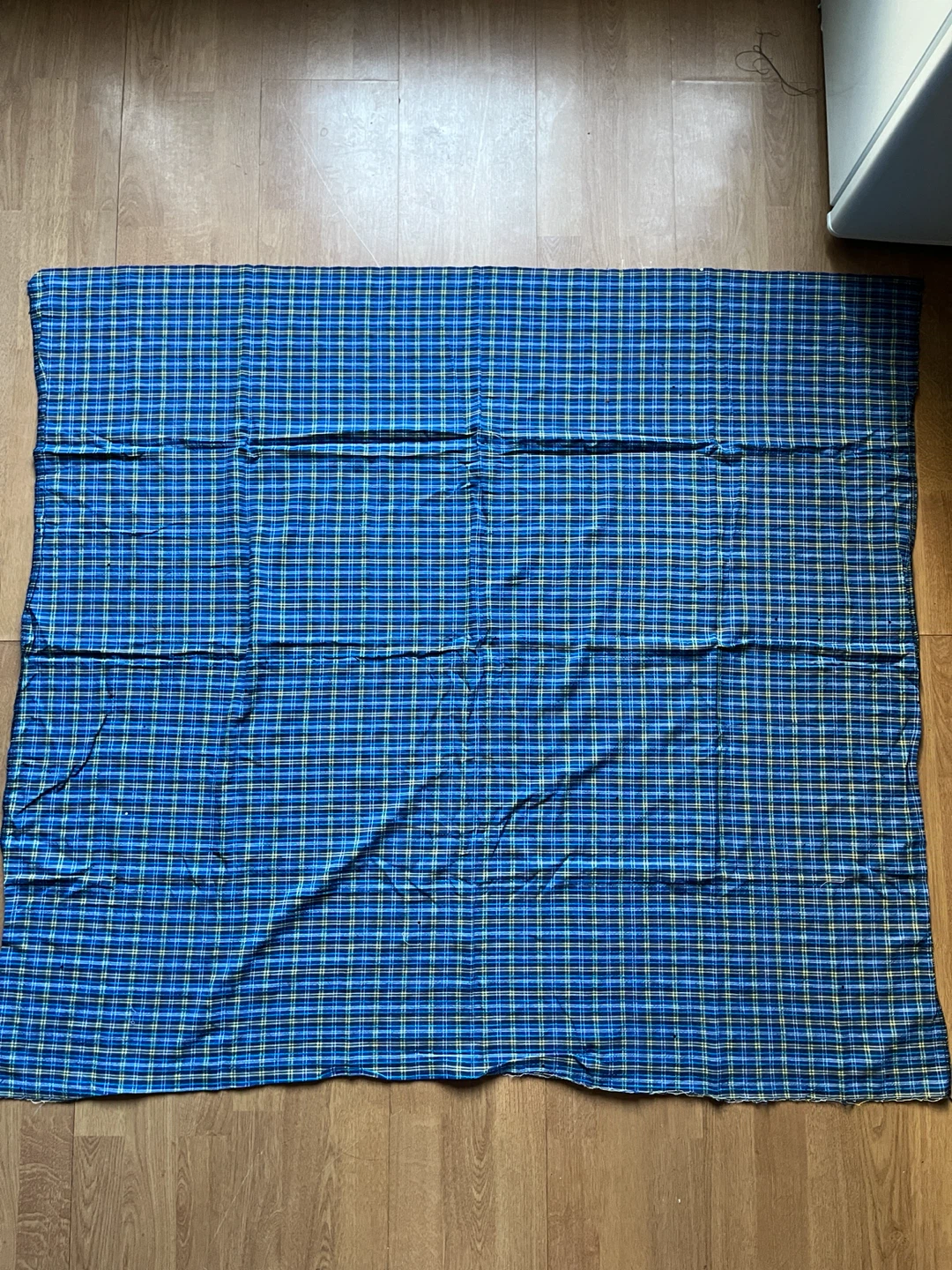 Blue and Yellow Plaid Fabric - 48” x 43”