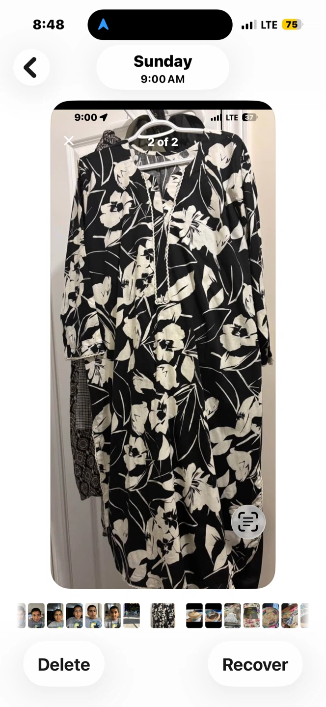 Black and White Floral Print Long Sleeve Tunic Top
