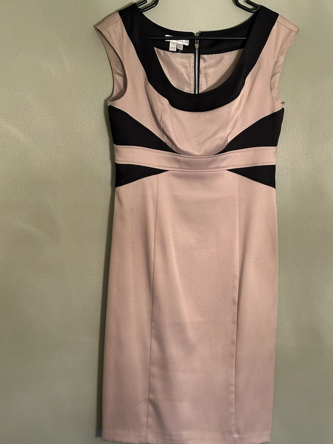 London Times Beige & Black Cap Sleeve Dress - Size 8 - photo 4
