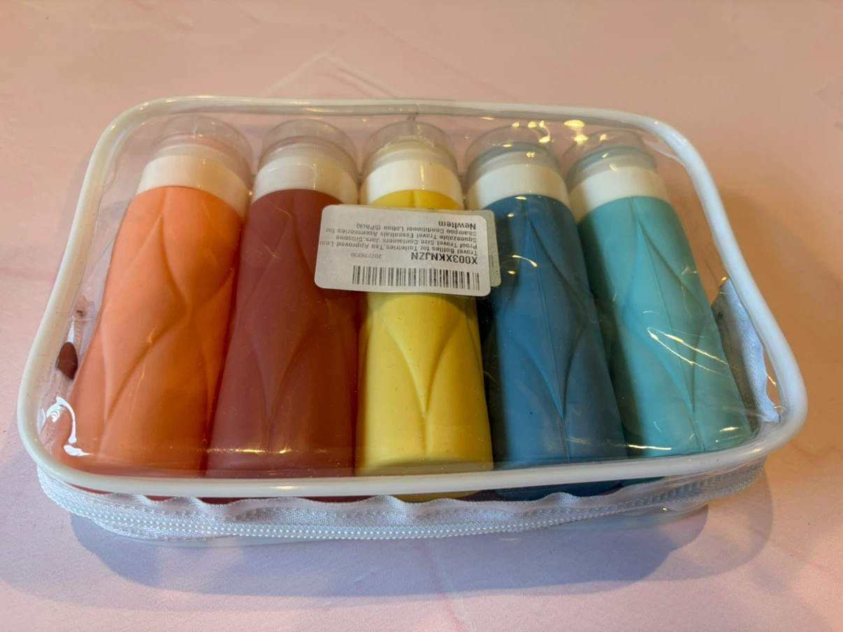 New 5 Pack Silicone Leak Proof Squeezable Travel Size Bottles
