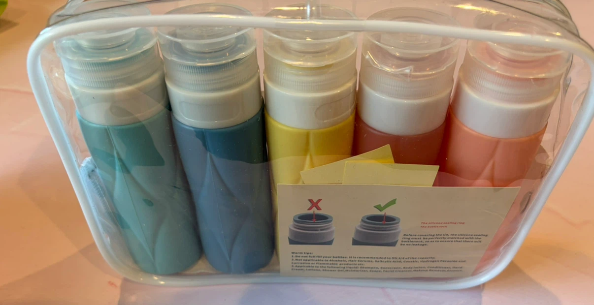 New 5 Pack Silicone Leak Proof Squeezable Travel Size Bottles - photo 4