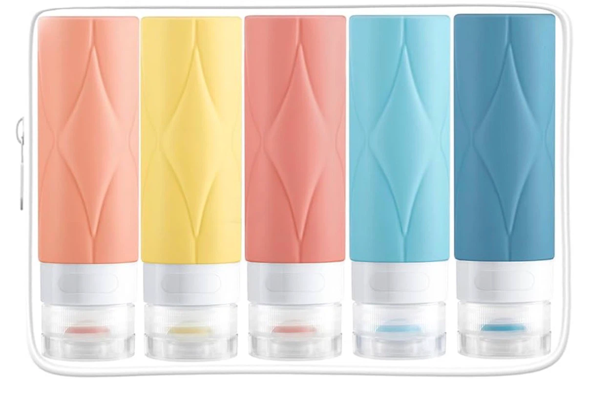 New 5 Pack Silicone Leak Proof Squeezable Travel Size Bottles - photo 5