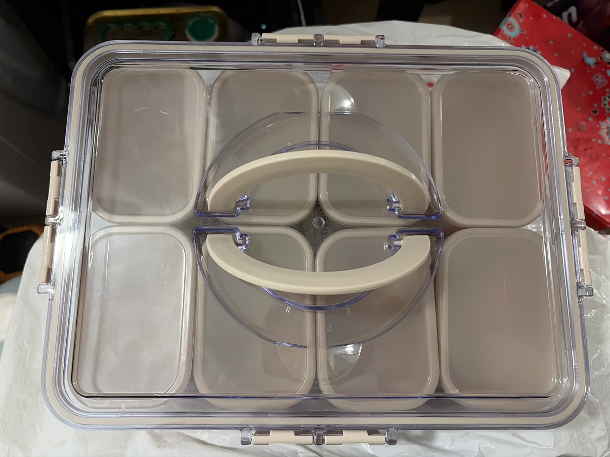 Portable 8-Compartment Food Storage Container with Handle