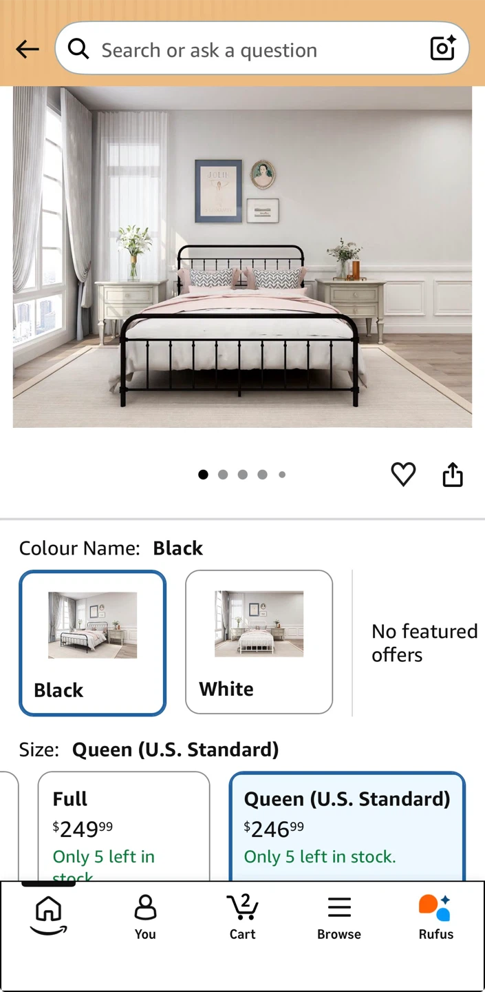 Queen Size Vintage inspired Metal Bed Frame - photo 2