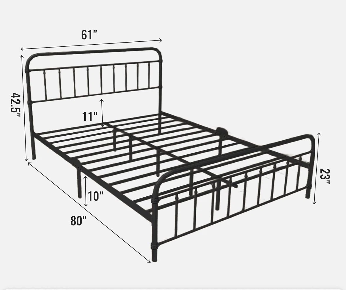 Queen Size Vintage inspired Metal Bed Frame - photo 3