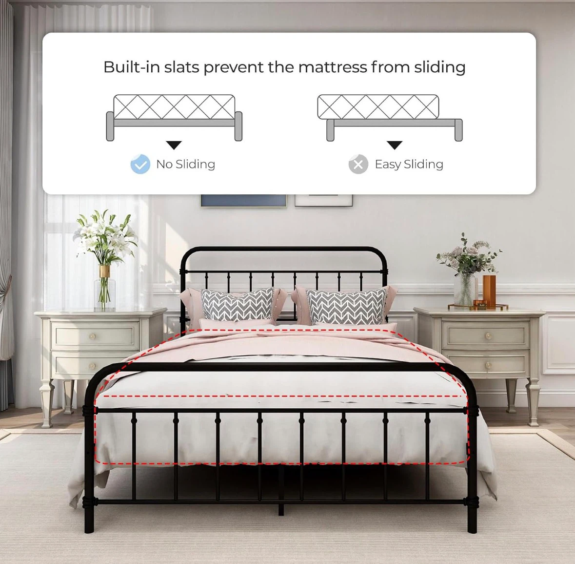 Queen Size Vintage inspired Metal Bed Frame - photo 4