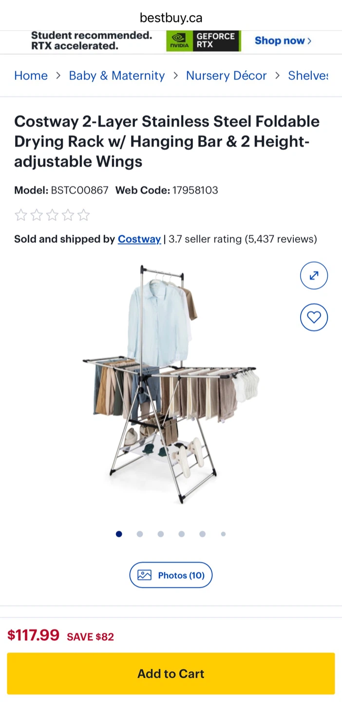 Foldable Drying Rack with Hanging Bar - photo 5