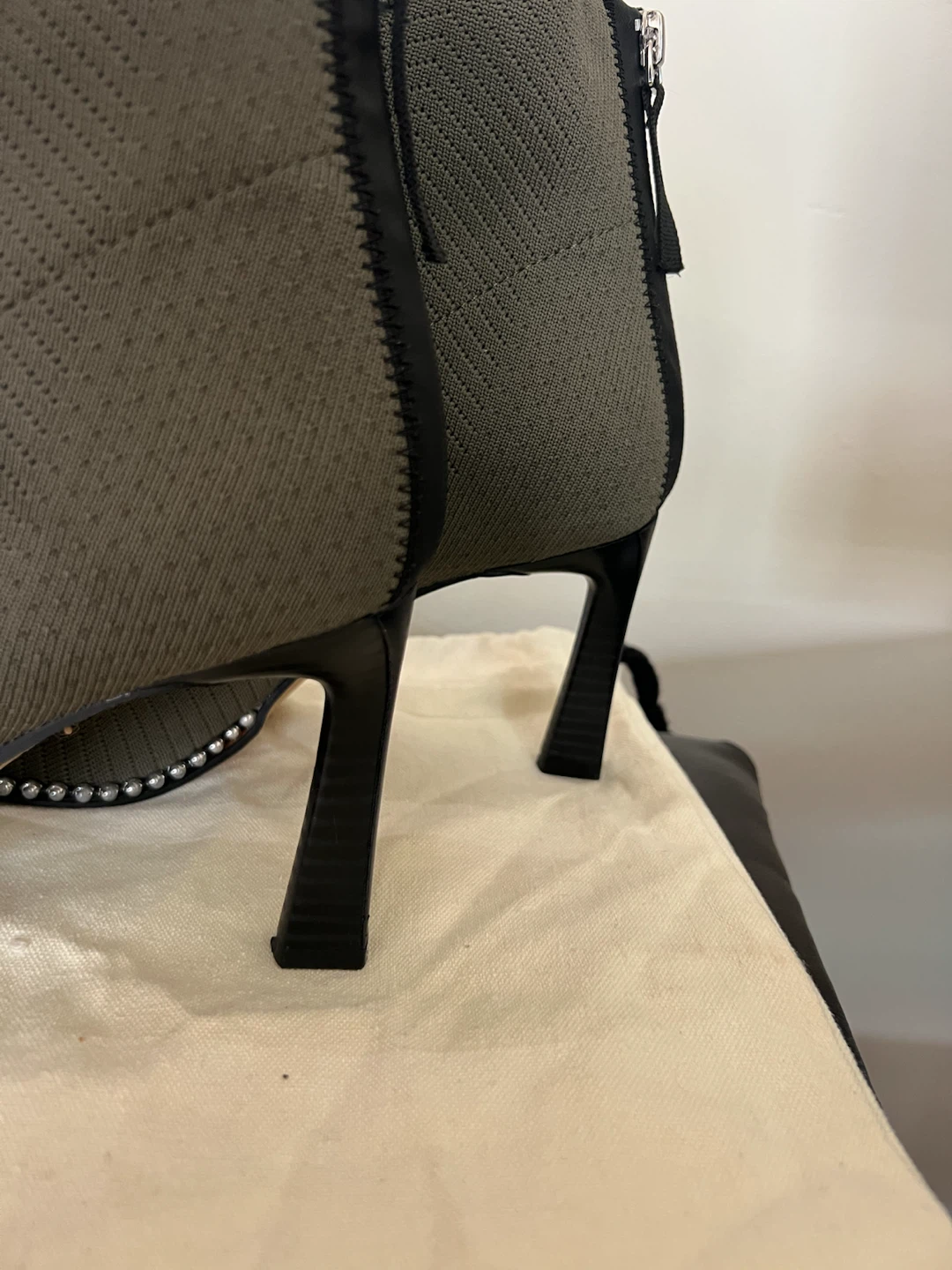 Women's Green Studded Heel Booties