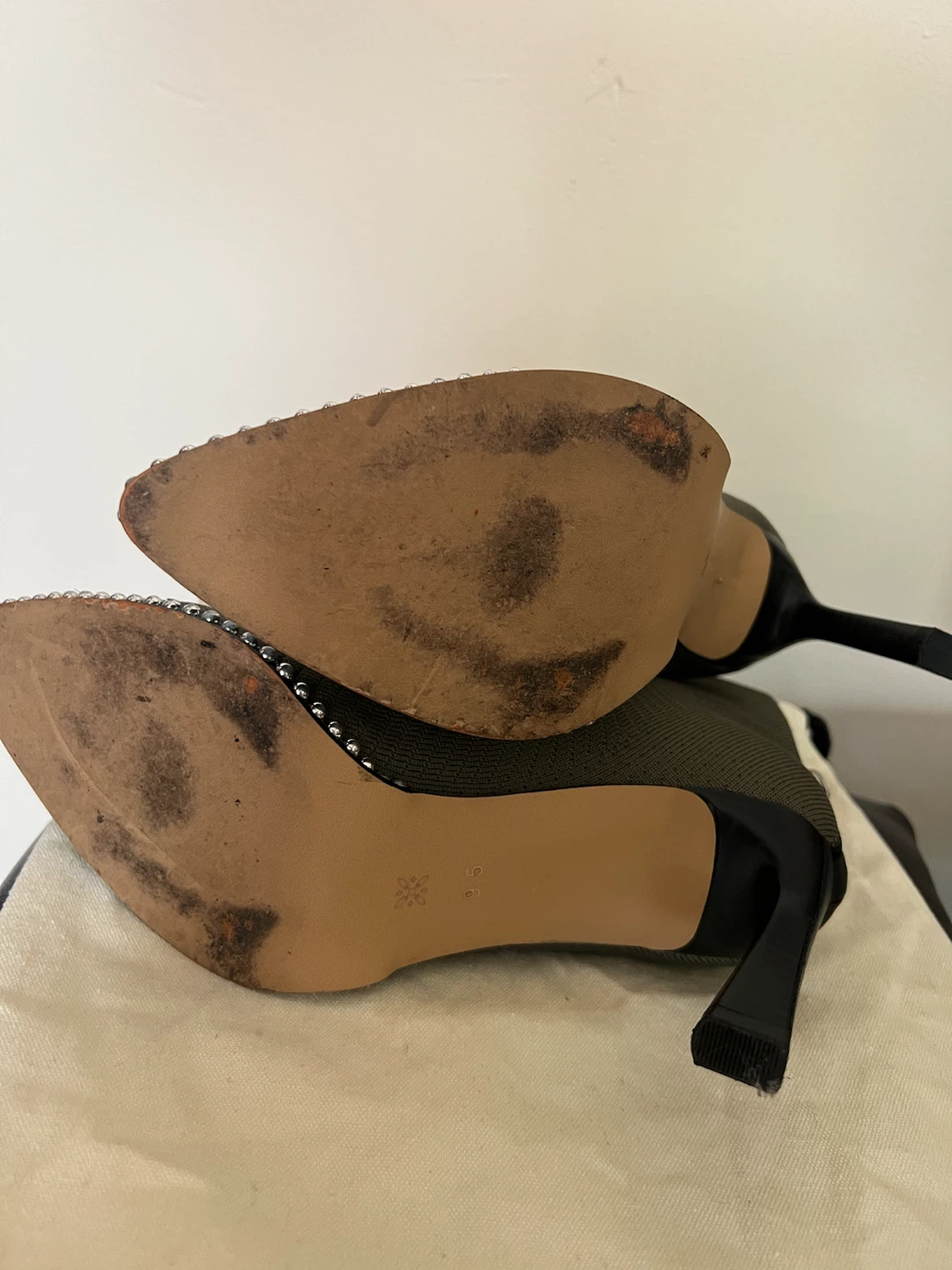 Women's Green Studded Heel Booties - photo 2