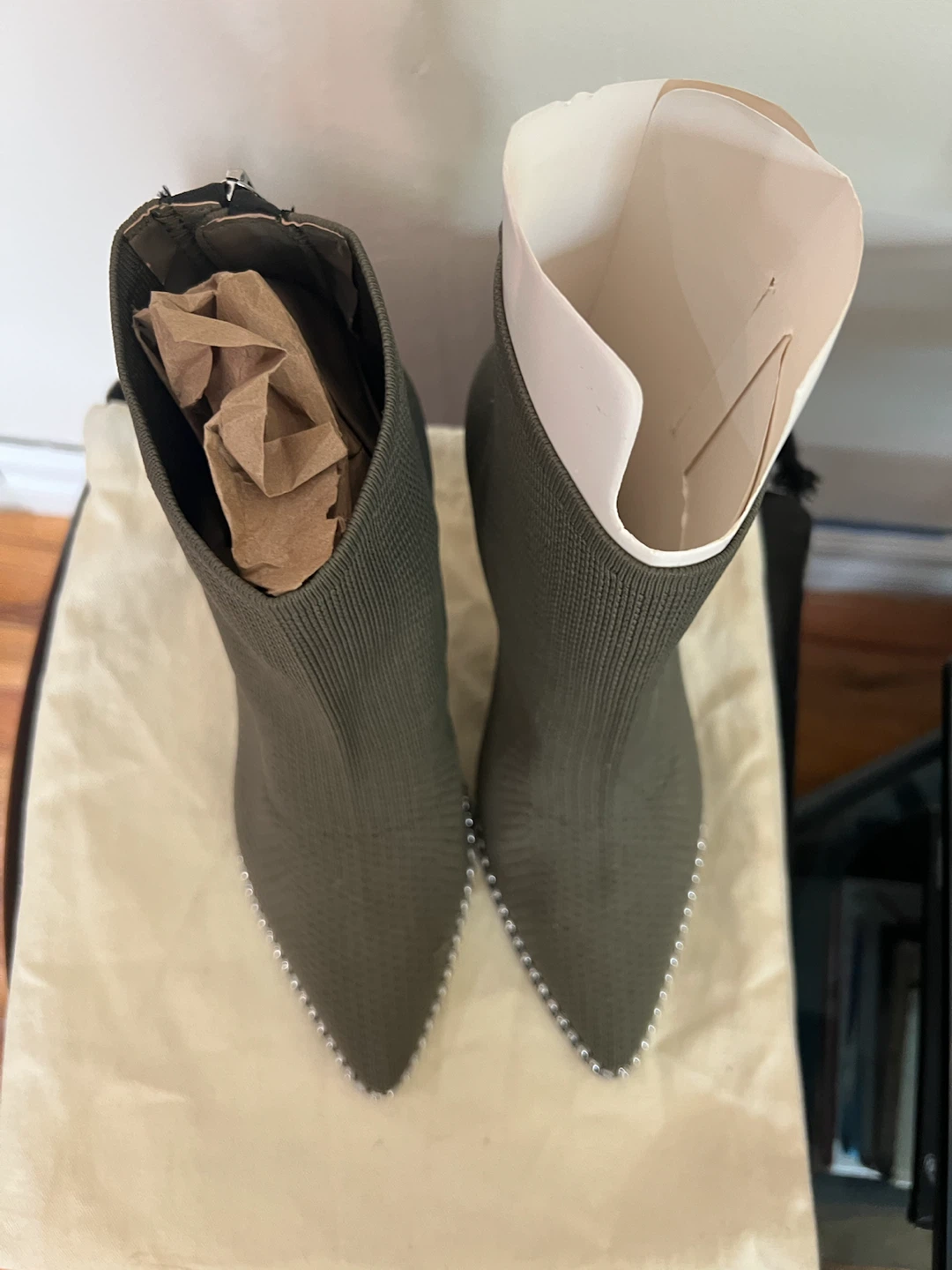 Women's Green Studded Heel Booties - photo 4