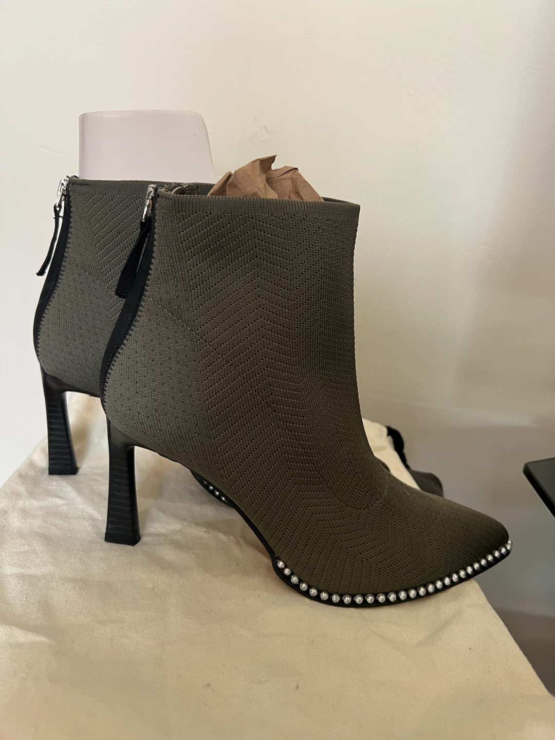 Women's Green Studded Heel Booties - photo 5