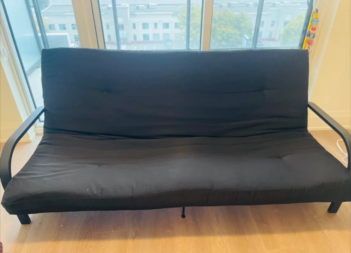 Black Metal Frame Futon with Mattress - photo 3