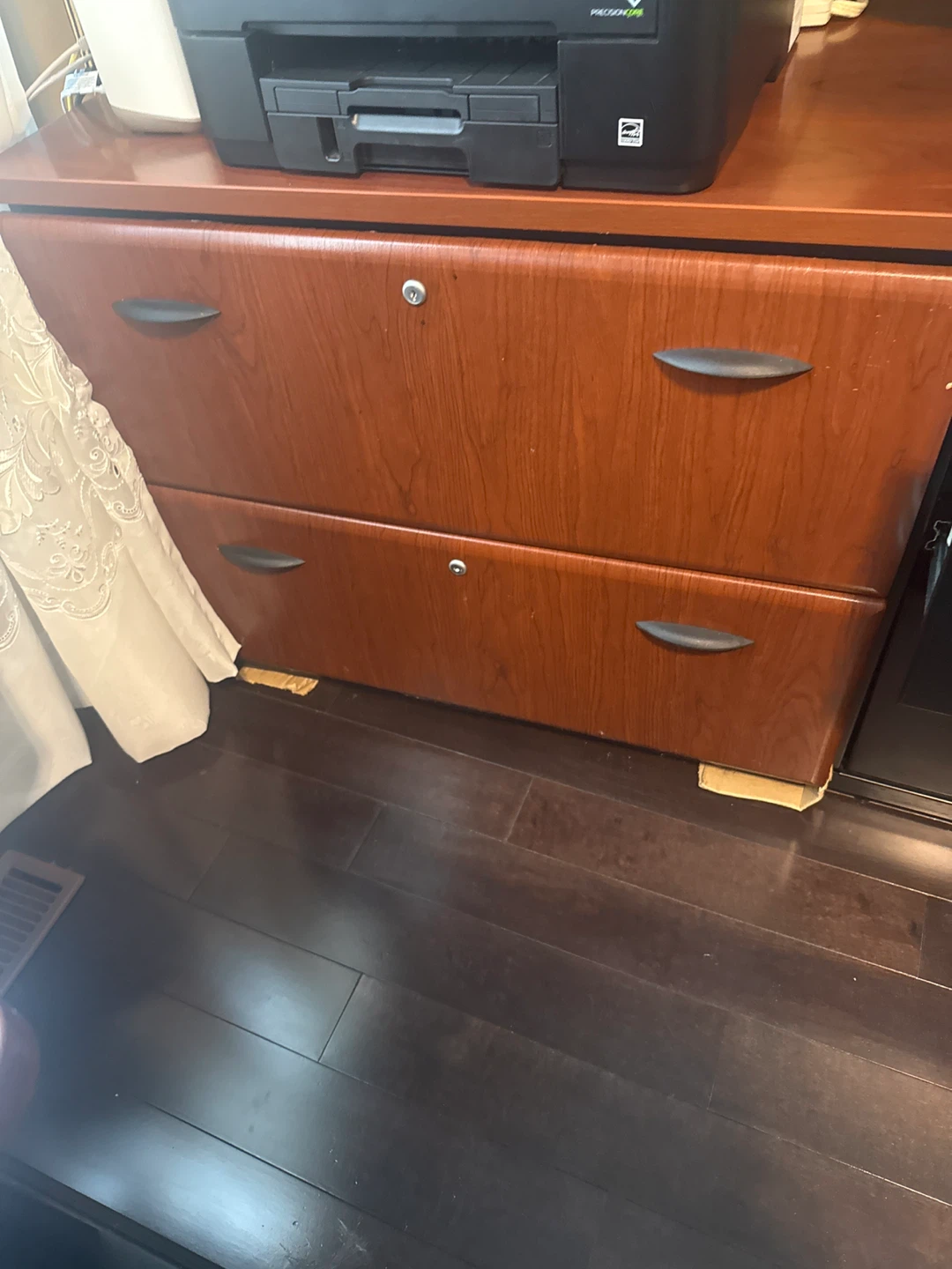 Executive L-Shaped Desk with Hutch and Filing Cabinet - photo 4