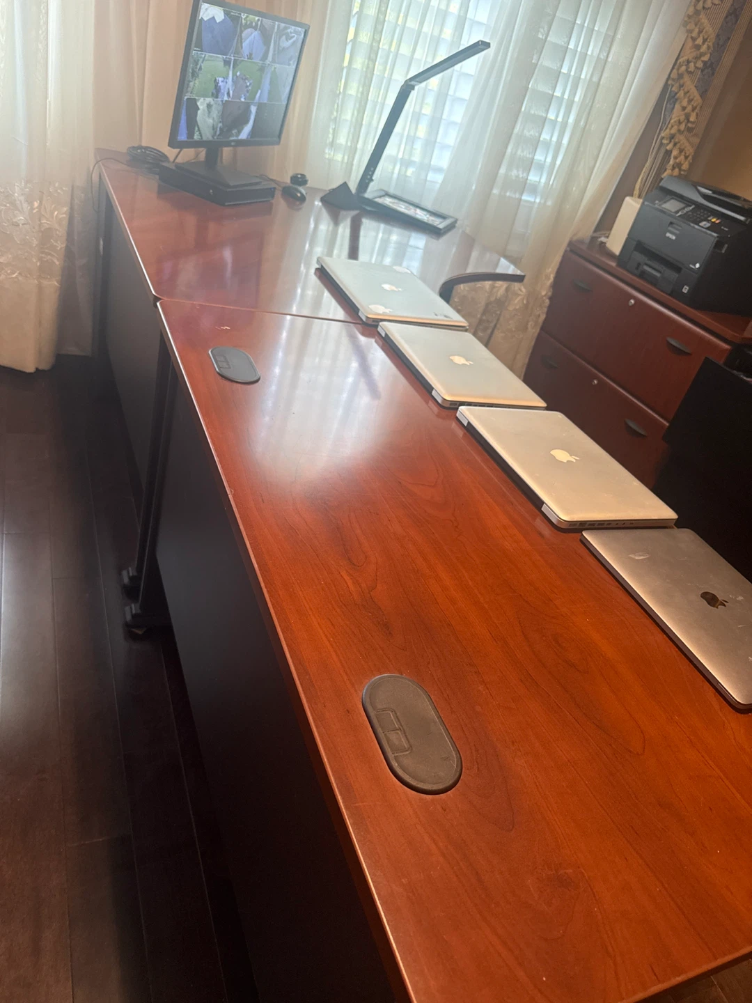 Executive L-Shaped Desk with Hutch and Filing Cabinet - photo 2