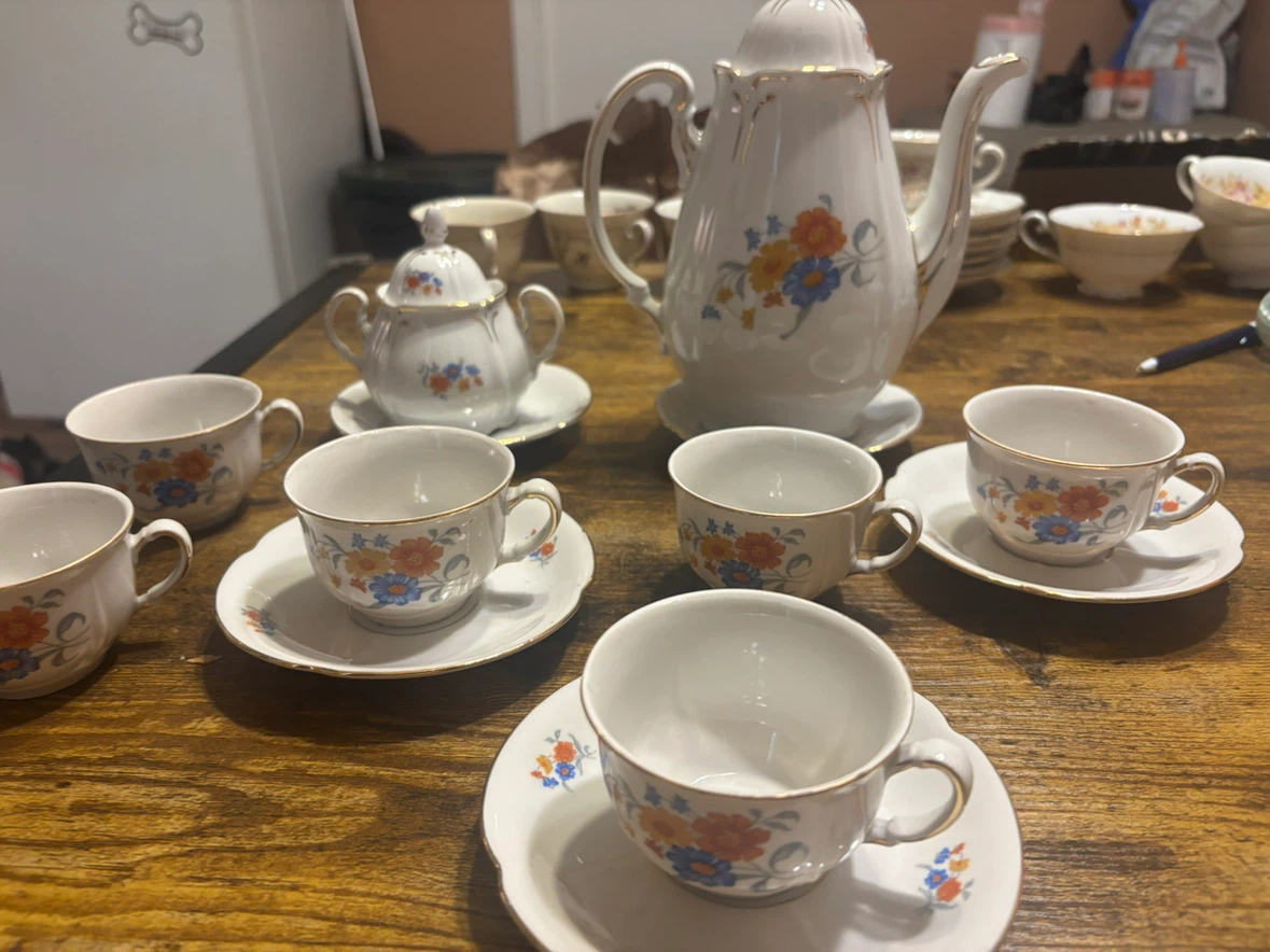 Vintage Tea Set with Floral Design