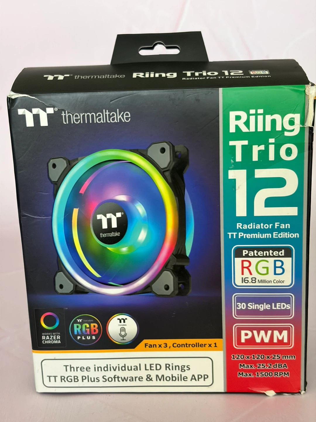 New 3 Pack Thermaltake Fan Riing Trio 12 RGB TT 120MM