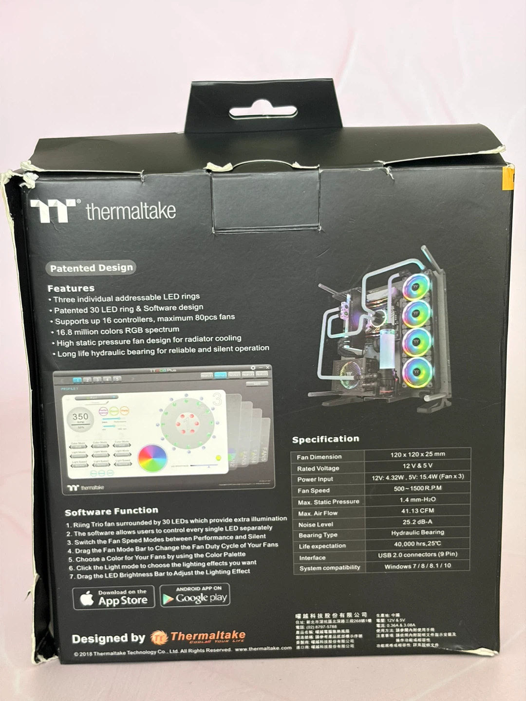 New 3 Pack Thermaltake Fan Riing Trio 12 RGB TT 120MM - photo 3