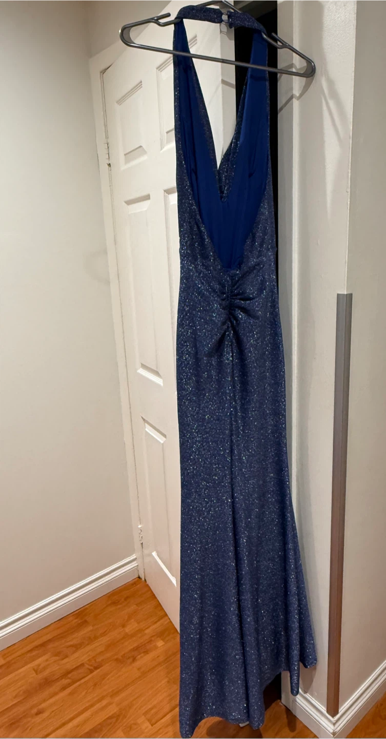 Blue Sparkly Halter Maxi Dress - photo 4