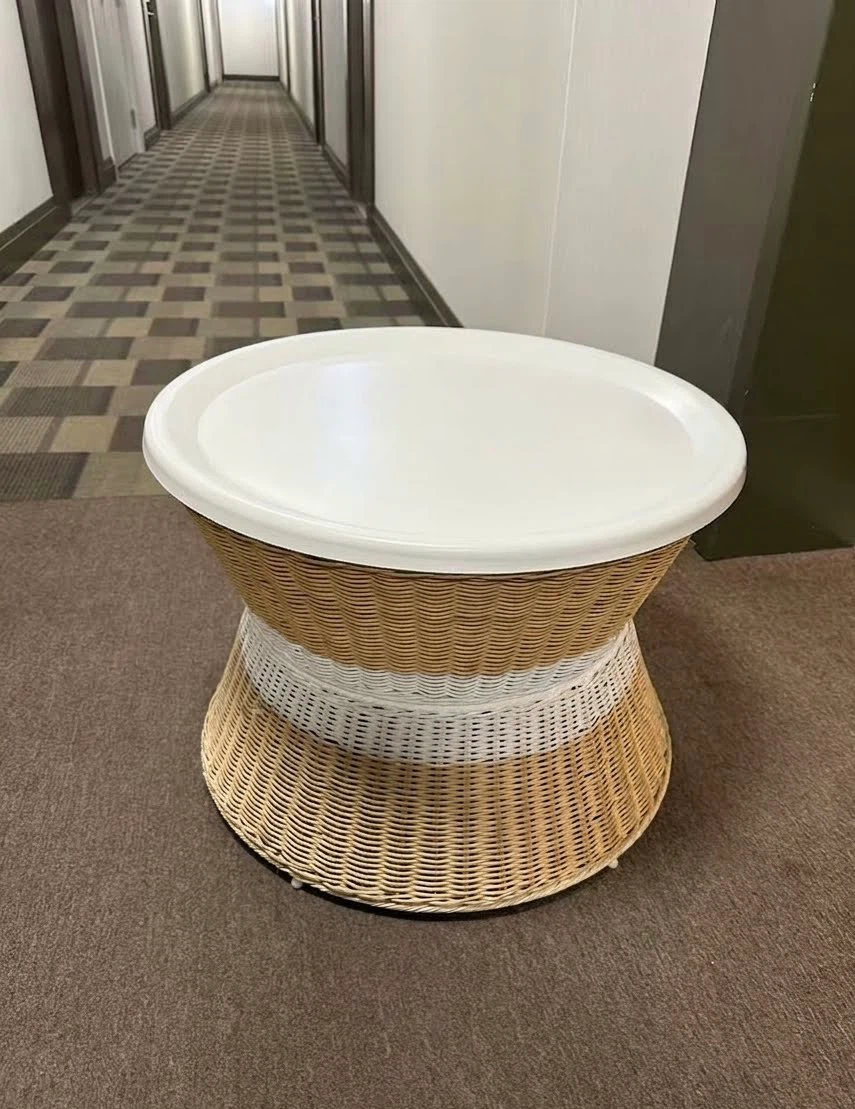 Wicker Side Table with White Top