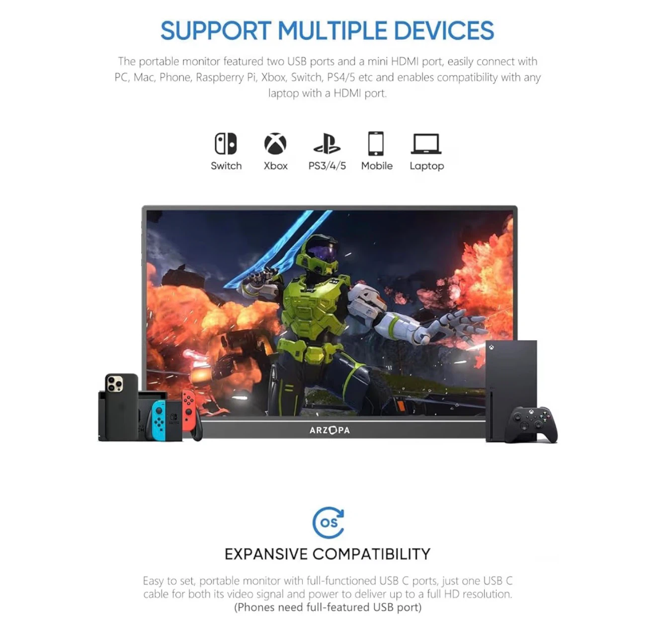ARZOBA 15.6" Portable Monitor FHD 1080P - photo 5