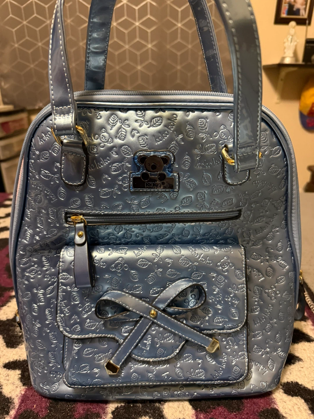 Koko Koko Blue Embossed Handbag Set - photo 2