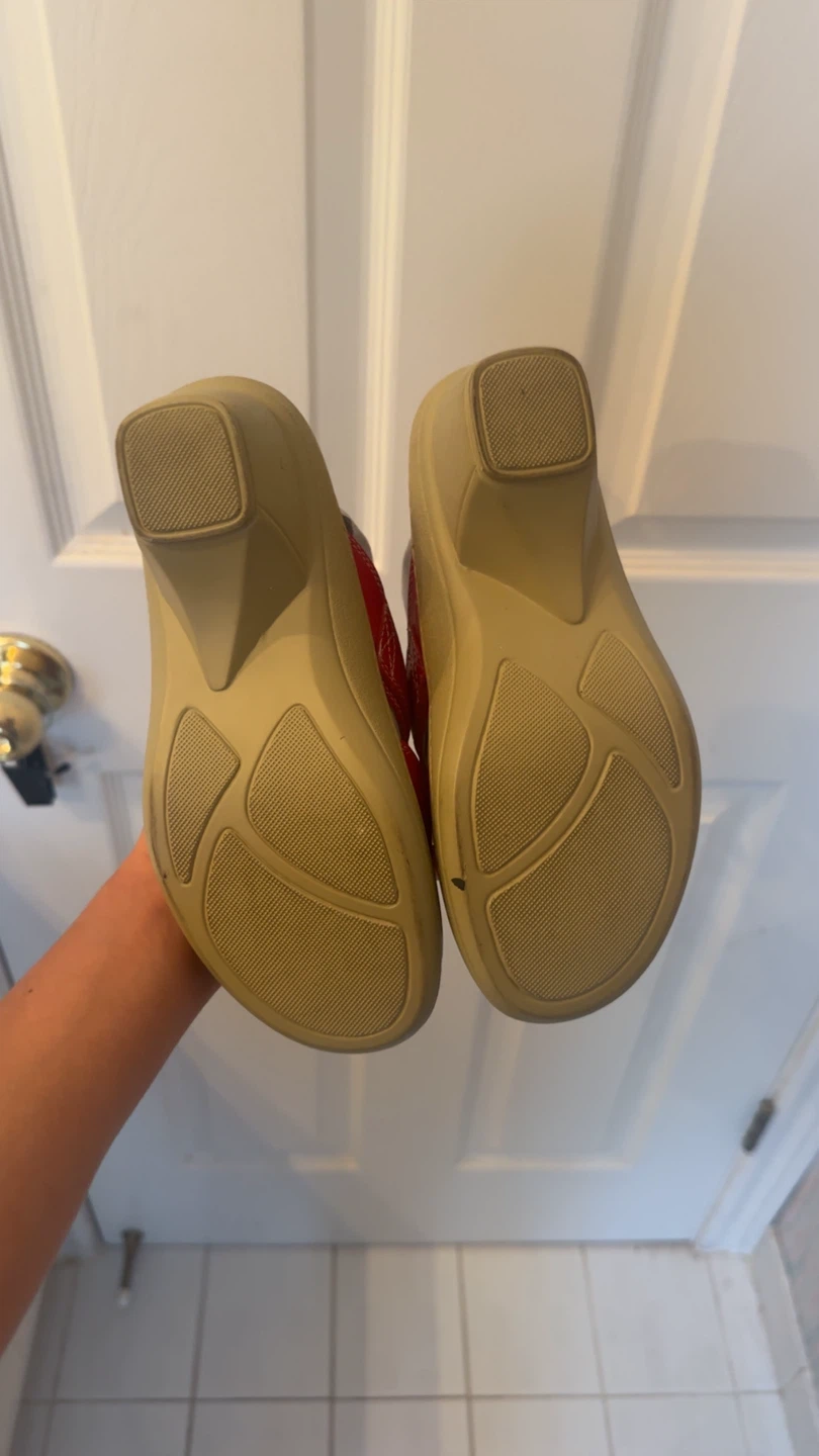Red Leather Sandals - Size 4-4.5 - photo 3