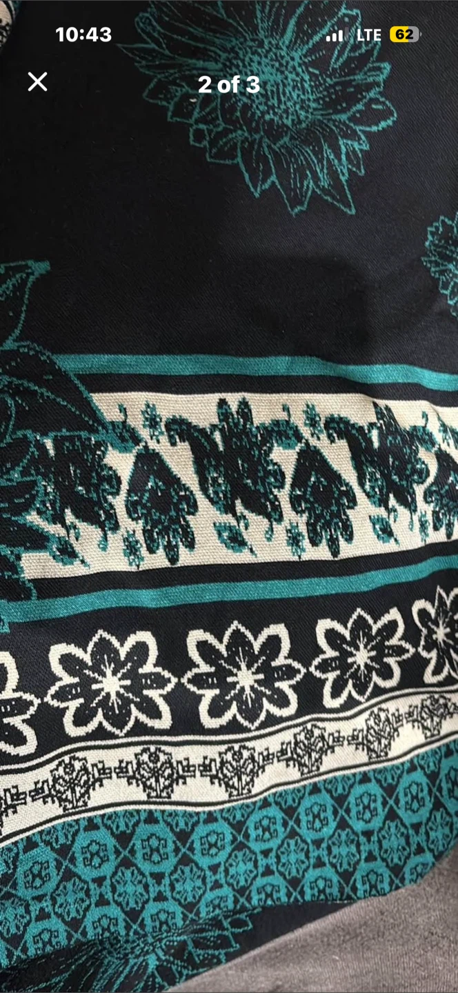 Black & Teal Floral Print Scarf - photo 3