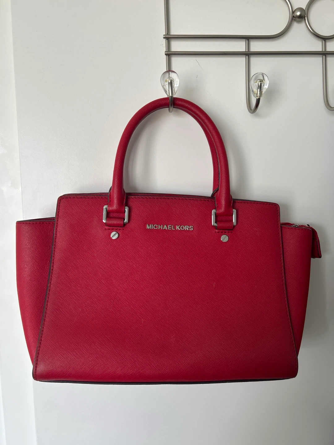 Michael Kors Red Leather Satchel Handbag