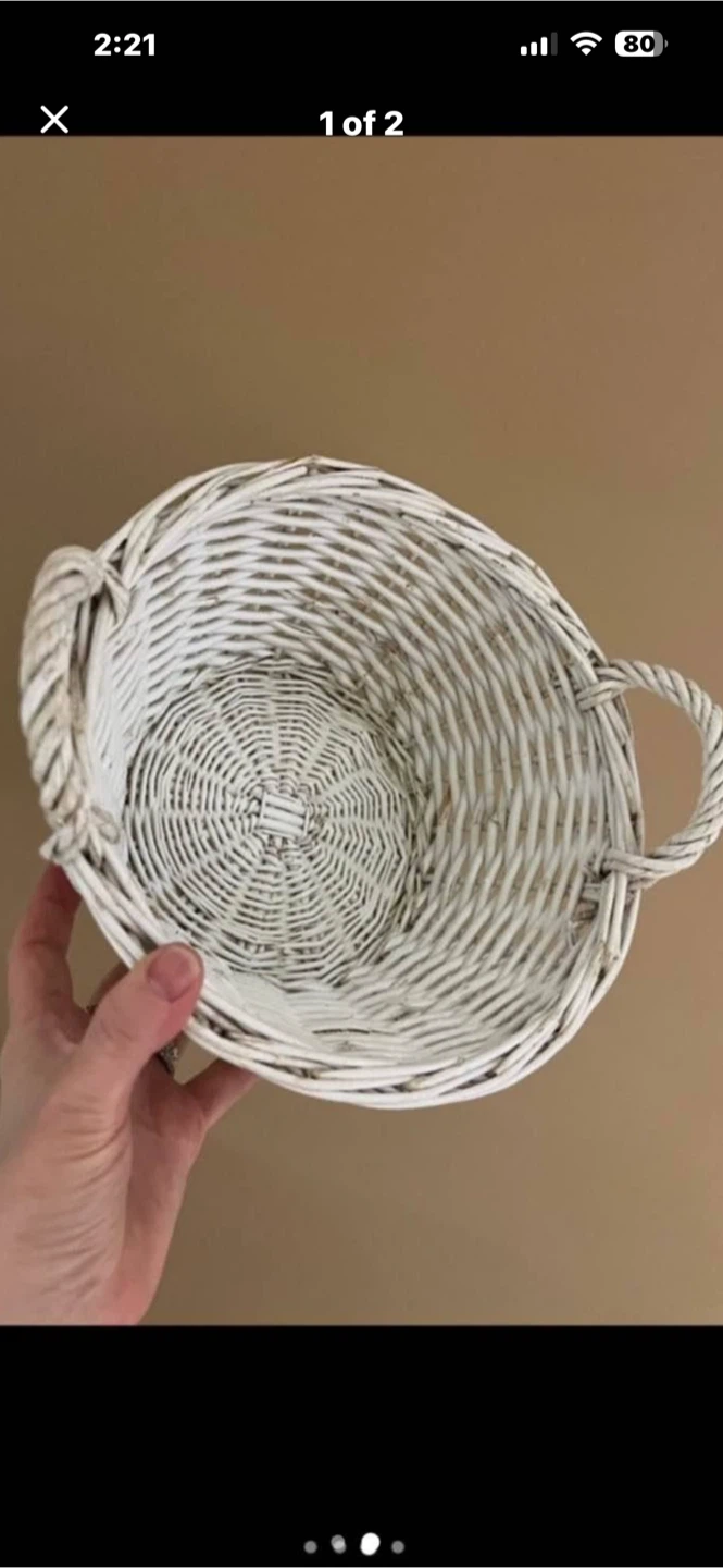 White Wicker Basket with Handles