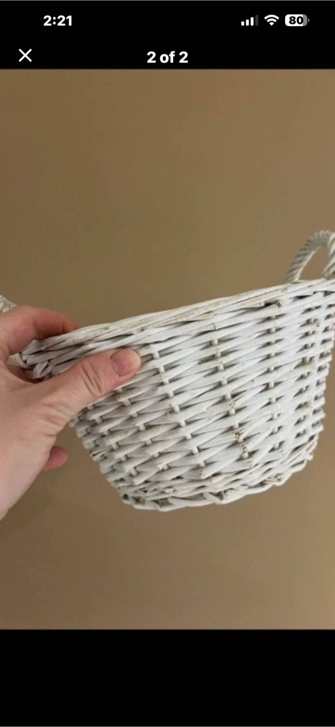 White Wicker Basket with Handles - photo 2